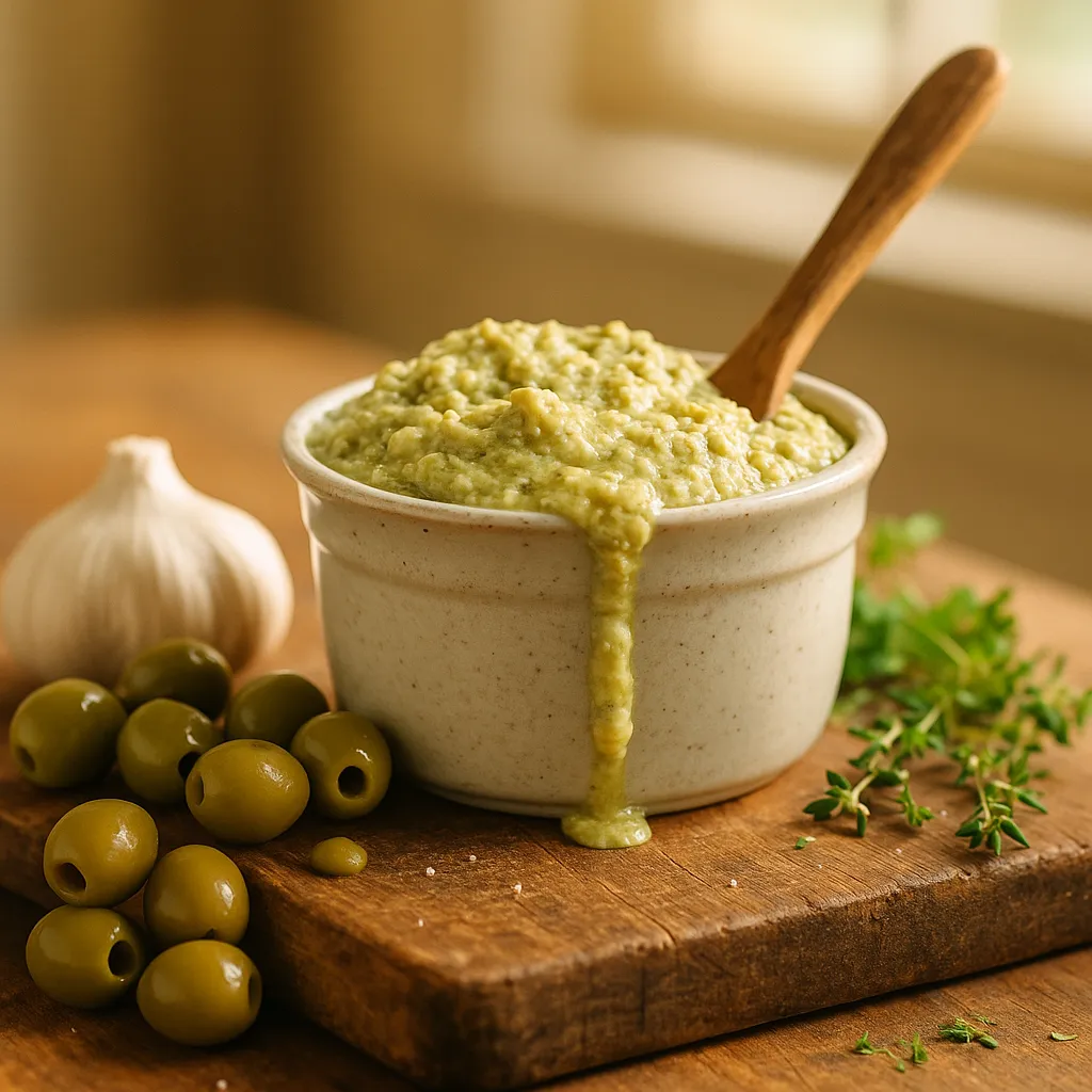 Blended Green Olives and Feta Sauce