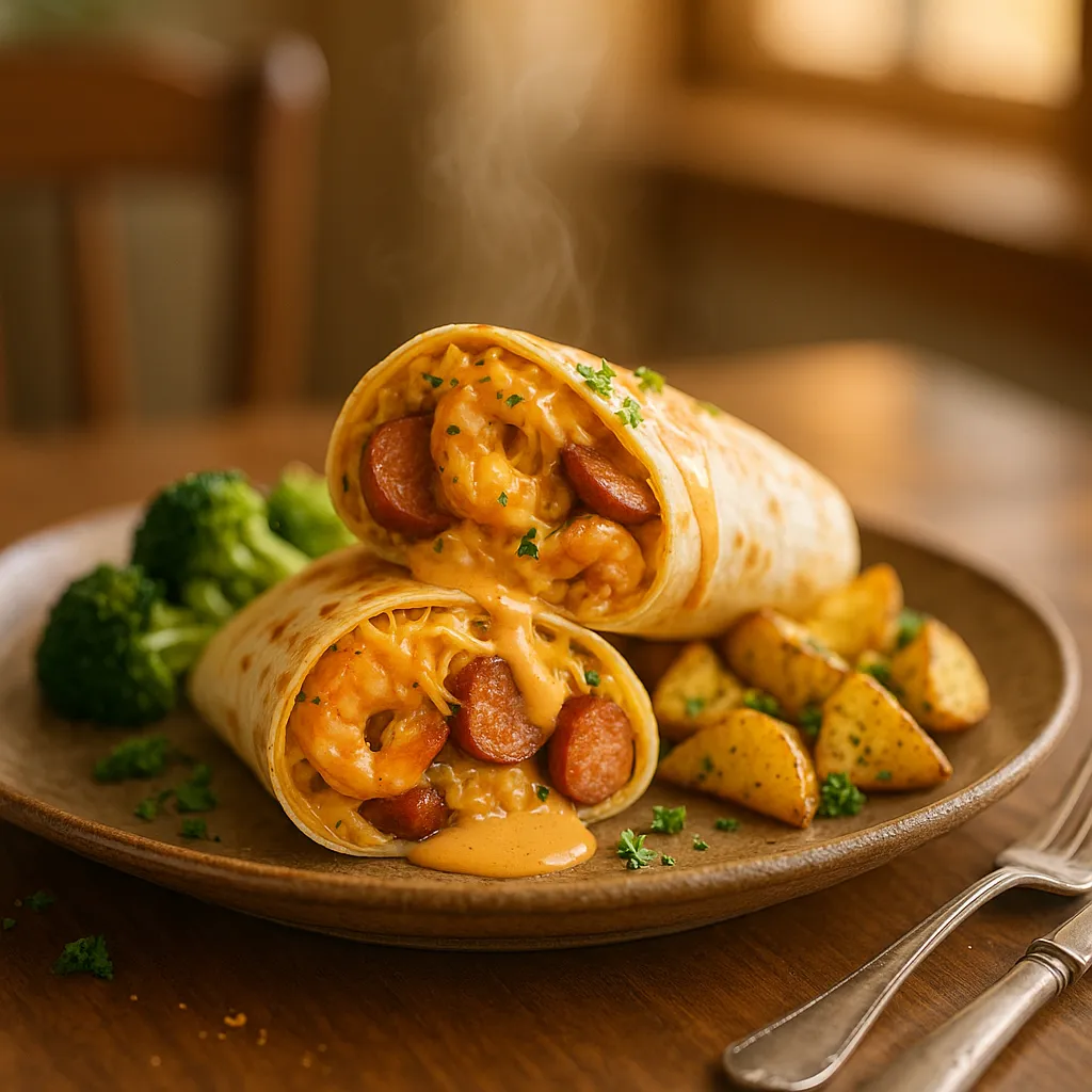 Cajun Shrimp and Sausage Burrito