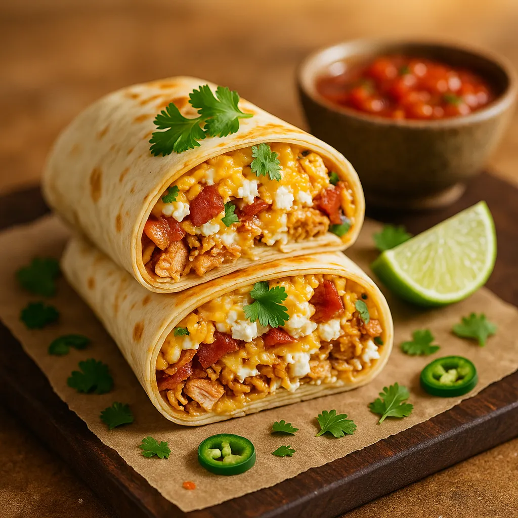 Cheesy Chipotle Lime Chicken Burrito