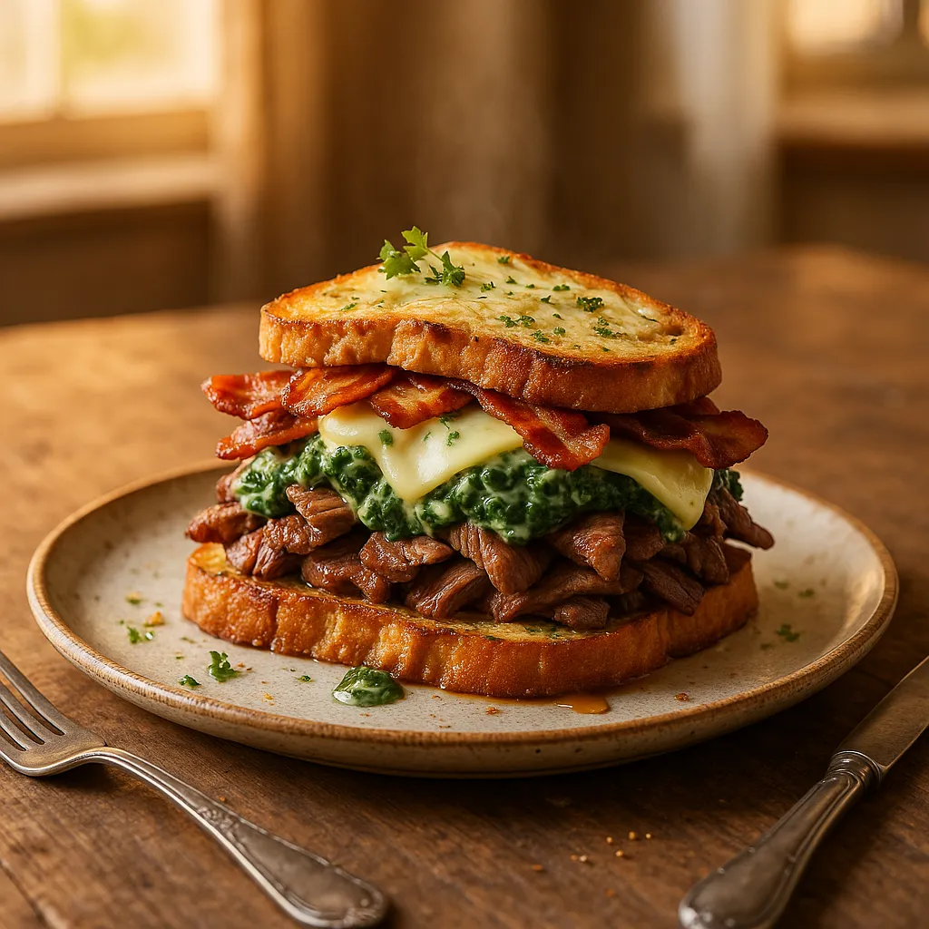 Creamed Spinach Steak Sandwich