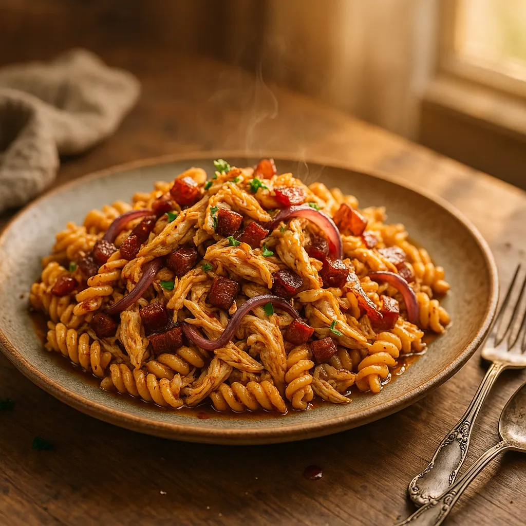 Creamy Crispy Chili Oil Chicken Bacon Pasta