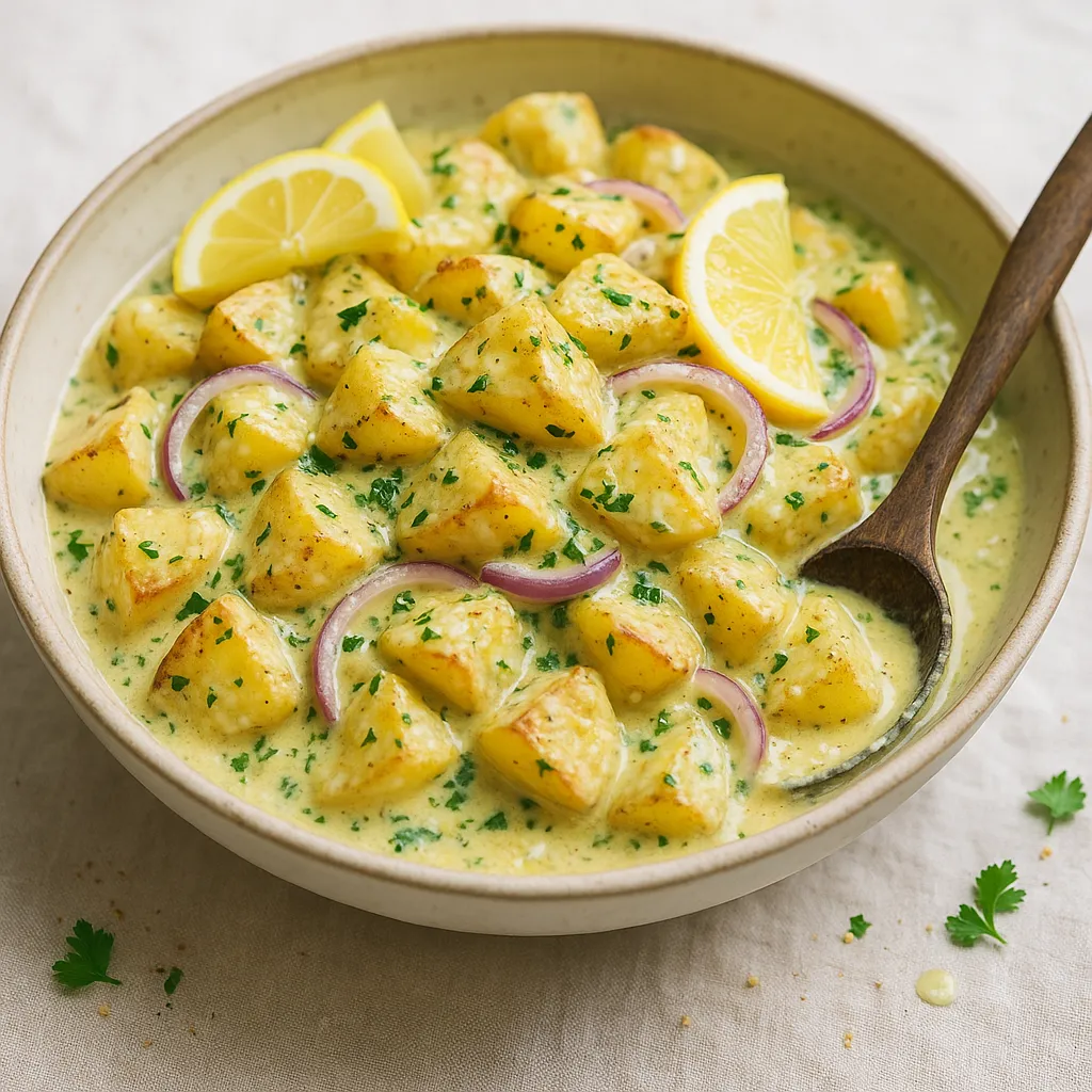 Creamy Greek Lemon Herb Potatoes