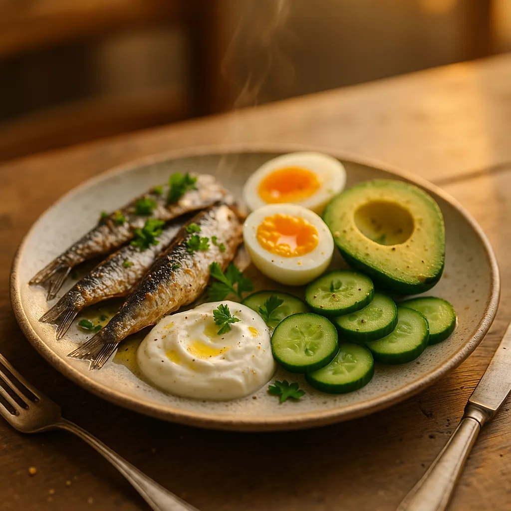 Fasting Foods  Sardines, Eggs, avocados, greek yogurt, cumber, red…
