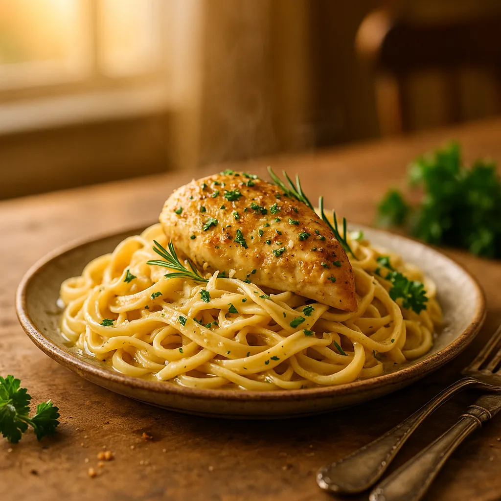 Garlic Parmesan Chicken Pasta Crockpot
