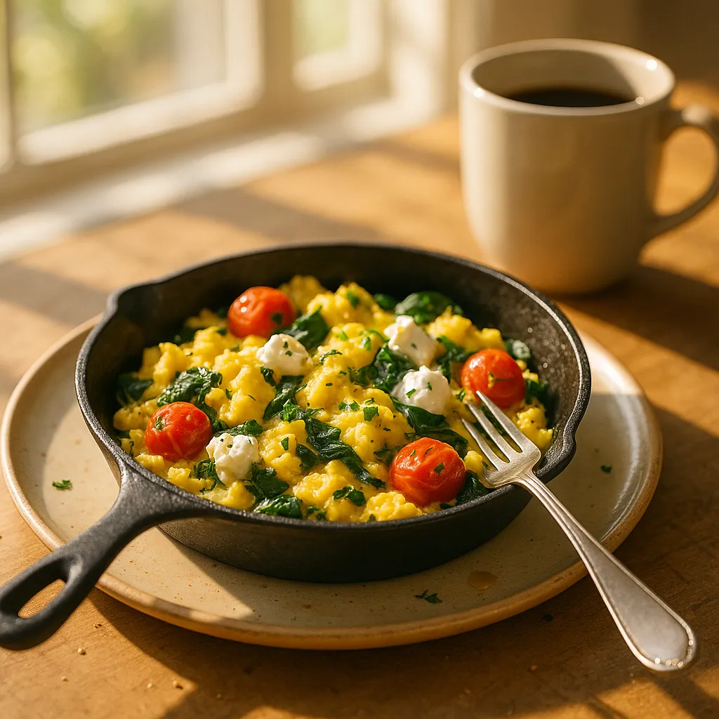 Goat Cheese and Spinach Scrambled Eggs
