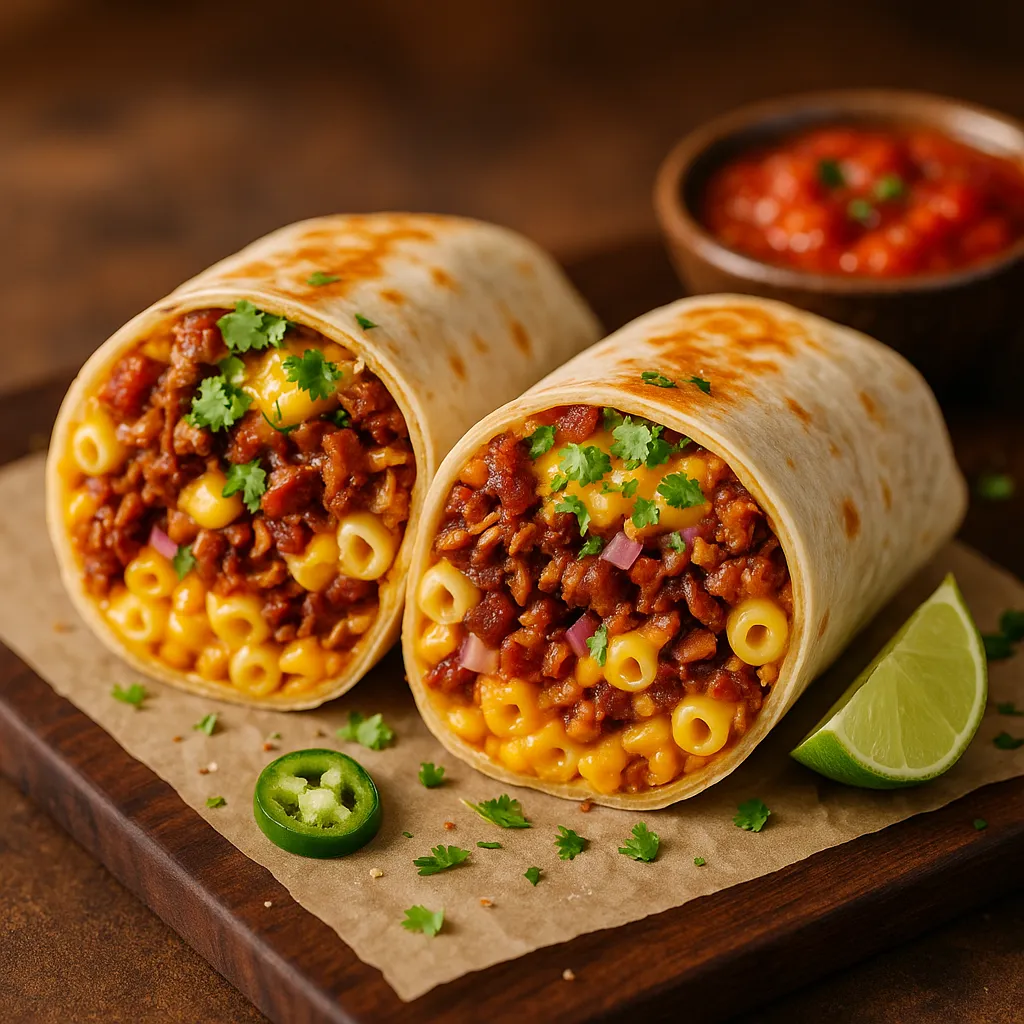 Mac and Cheese Loaded Baked Potato Burrito