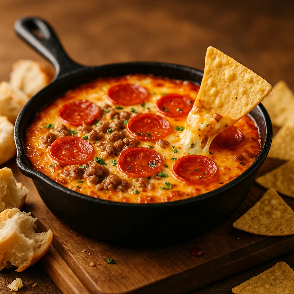 Pepperoni and Sausage Pizza Dip