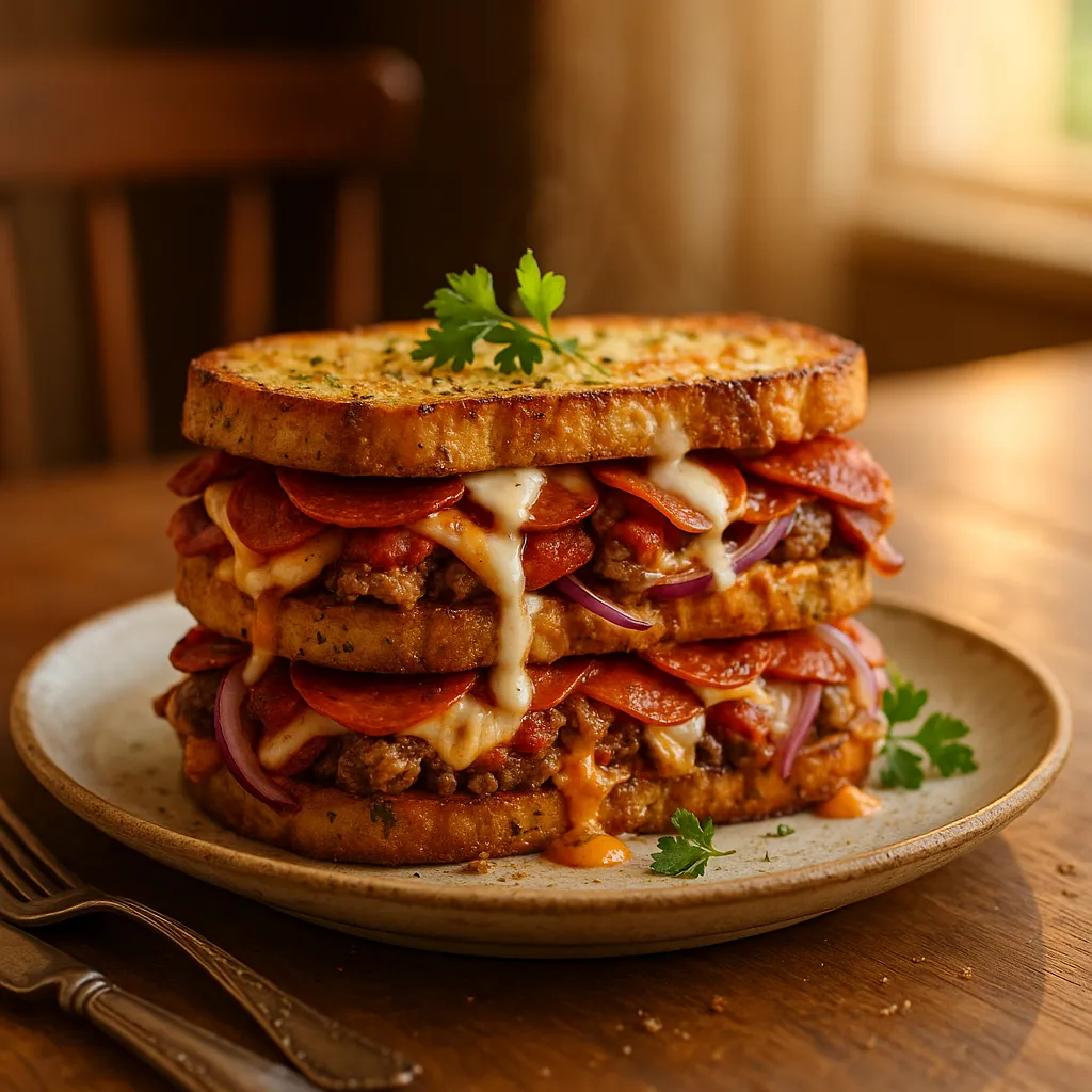 Pepperoni Pizza Bacon Ranch Sandwich