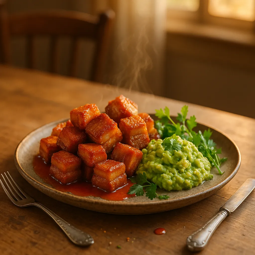 Pork Belly Chicharron with Guacamole