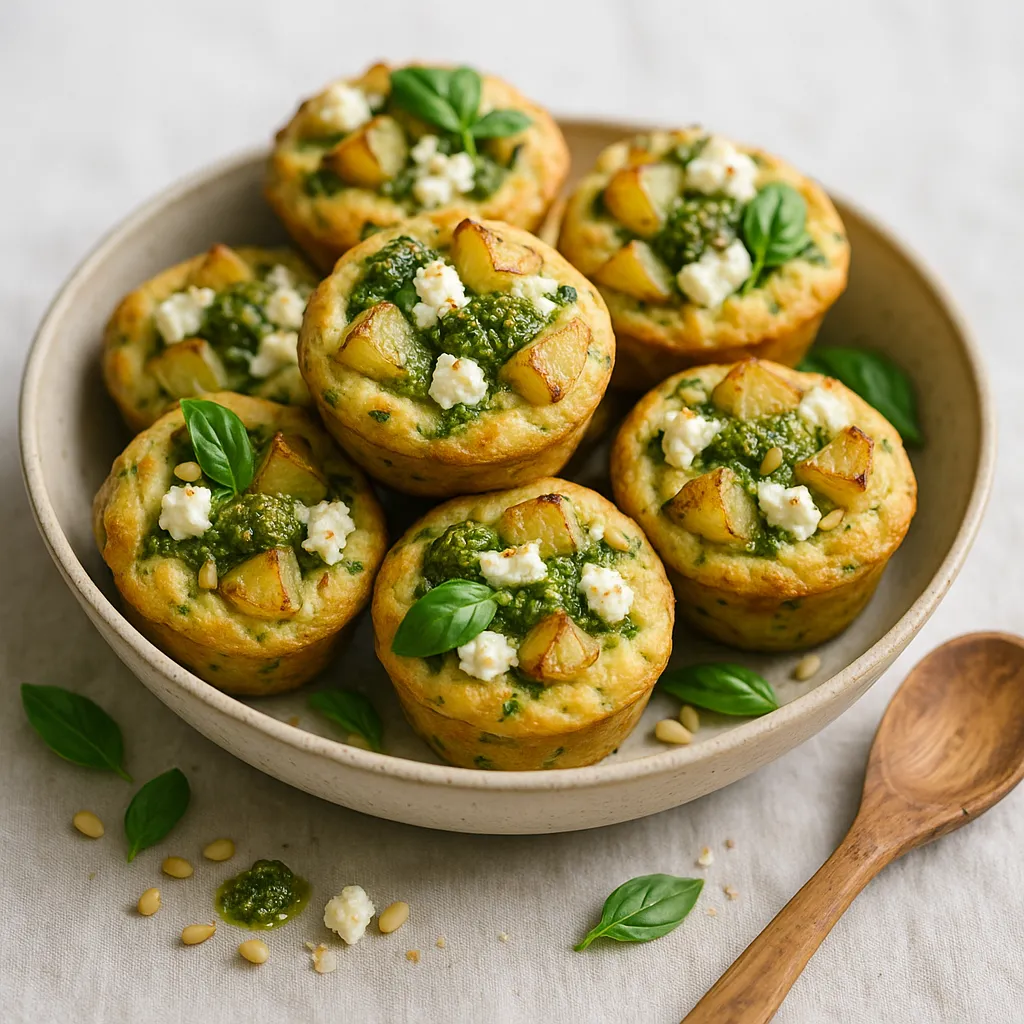 Potato Pesto Goat Cheese Muffins