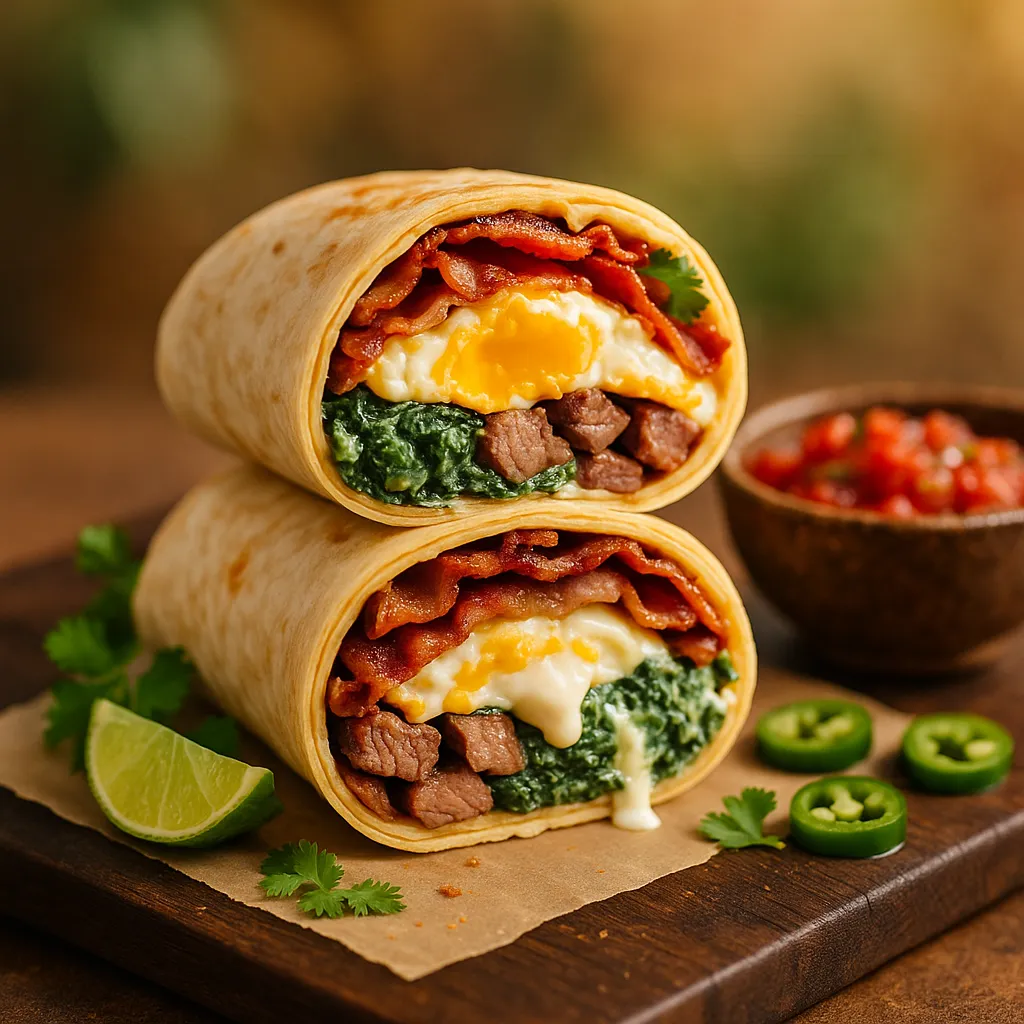 Steak and Creamed Spinach Burrito