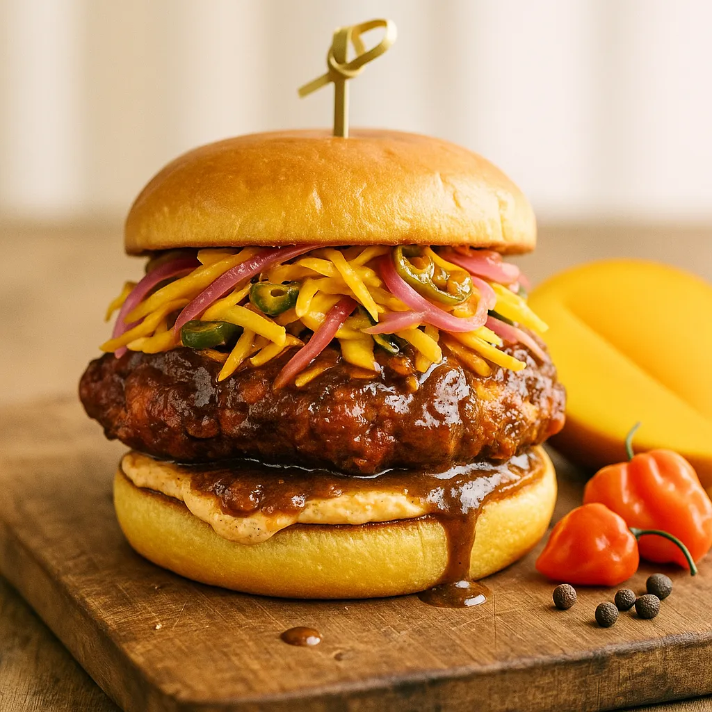 Caribbean Jerk Chicken Sandwich - Traditional Fiery