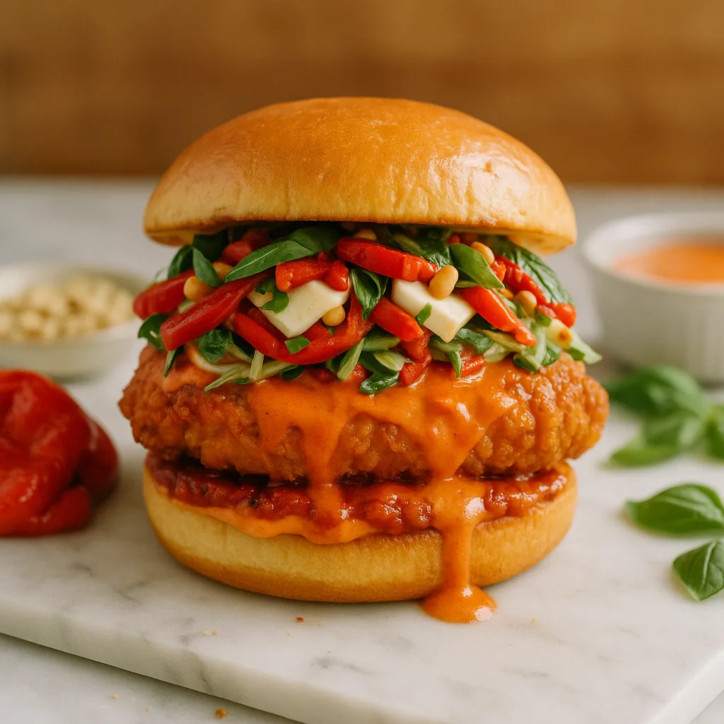 Roasted Red Pepper Cream Chicken Sandwich